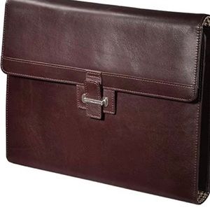 Cutter & Buck brown leather tri-fold portfolio